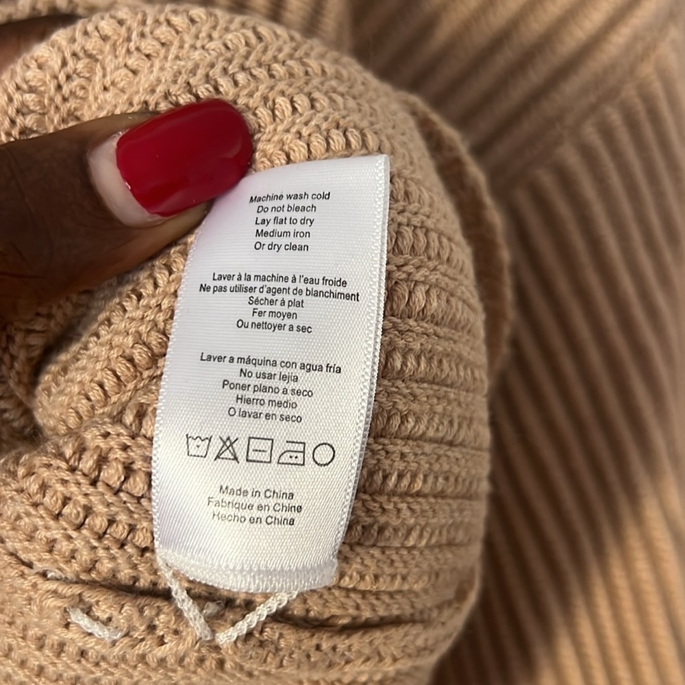 Lunya Prima Cozy Pullover Tan Ribbed Oversized Sweater Size Medium - Picture 7 of 11